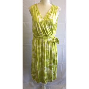 New Lane Bryant Wrap Dress Size 14\16 Green Tie Dye Sleeveless Neon‎